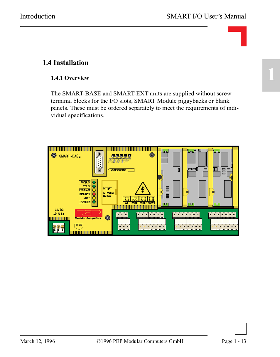 4 installation, 1 overview, 4 installation -13 | 1 overview -13 | Pepper Computer Modular Computers RS485 User Manual | Page 25 / 320