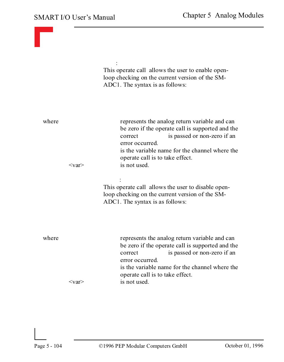 Smart i/o user’s manual, Chapter 5 analog modules | Pepper Computer Modular Computers RS485 User Manual | Page 260 / 320