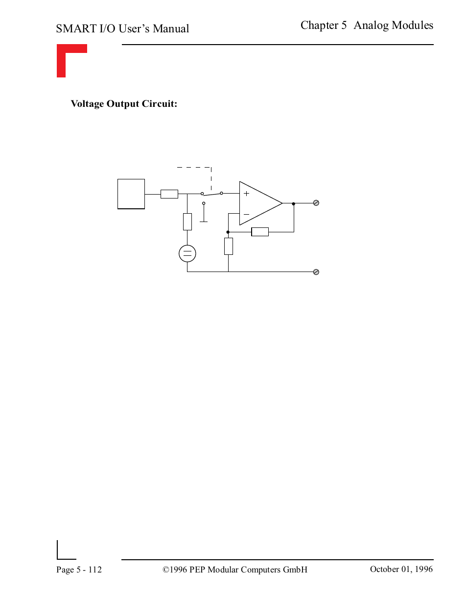 Smart i/o user’s manual, Chapter 5 analog modules, Voltage output circuit | Pepper Computer Modular Computers RS485 User Manual | Page 268 / 320