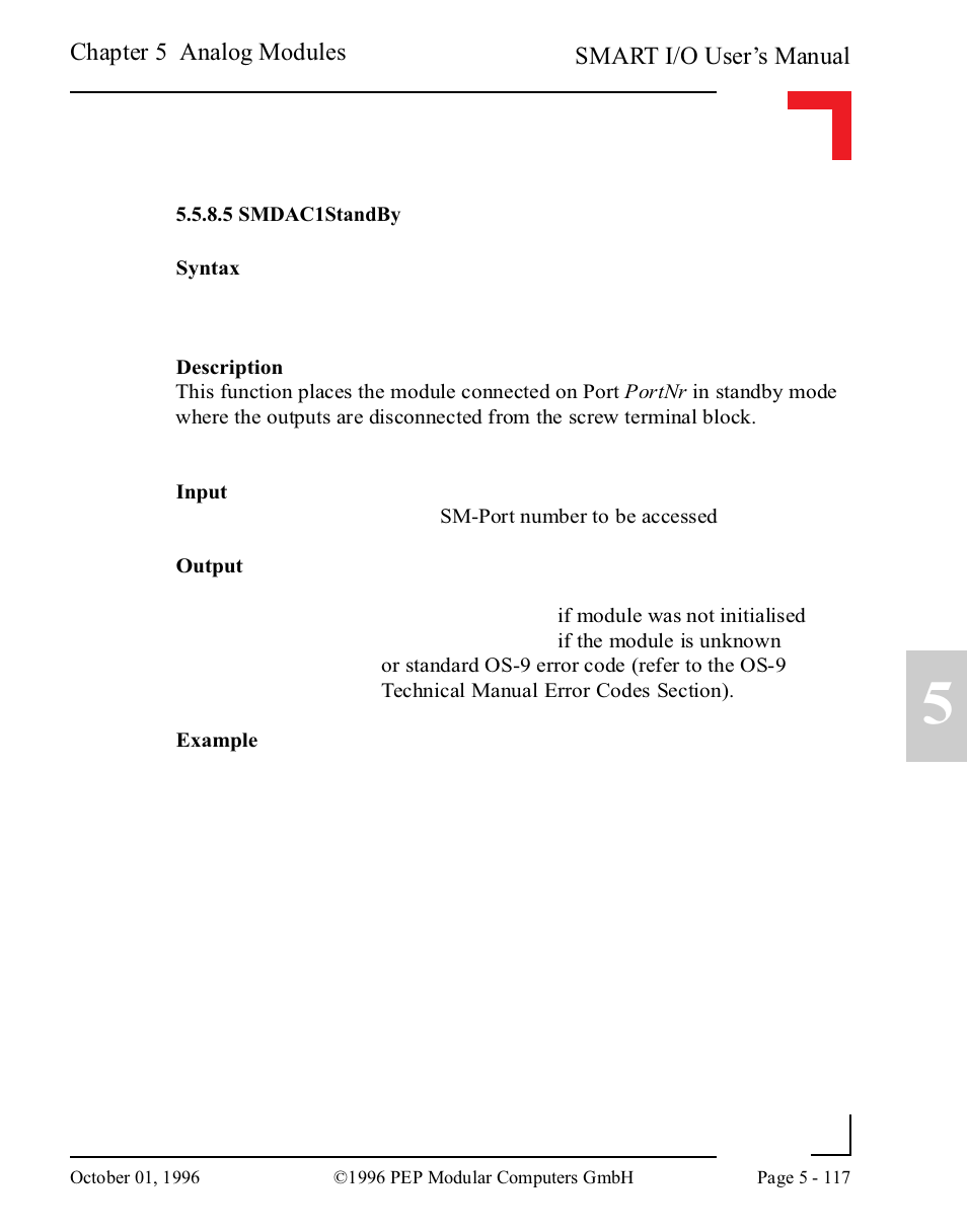 5 smdac1standby, 5 smdac1standby -117 | Pepper Computer Modular Computers RS485 User Manual | Page 273 / 320