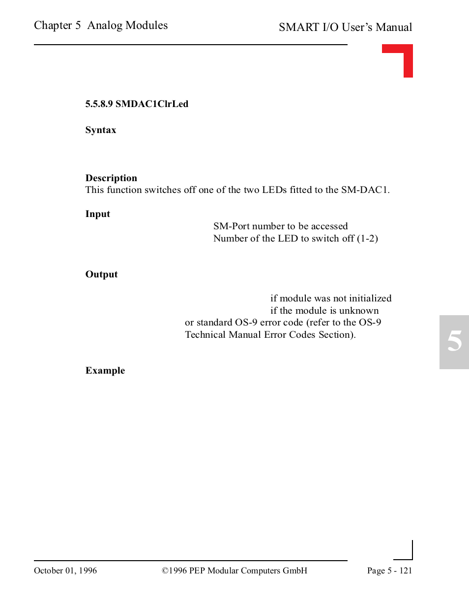 9 smdac1clrled, 9 smdac1clrled -121 | Pepper Computer Modular Computers RS485 User Manual | Page 277 / 320