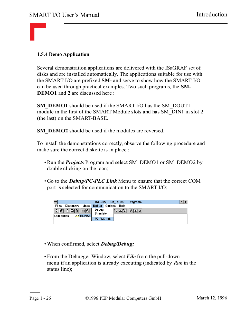 4 demo application, 4 demo application -26, Smart i/o user’s manual | Introduction | Pepper Computer Modular Computers RS485 User Manual | Page 38 / 320