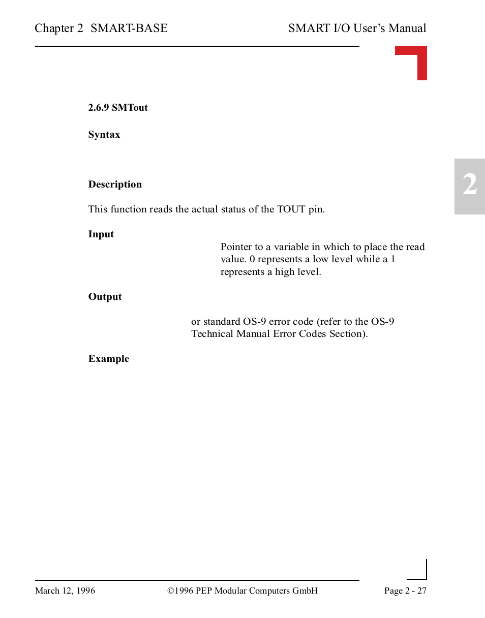 9 smtout, 9 smtout -27 | Pepper Computer Modular Computers RS485 User Manual | Page 67 / 320