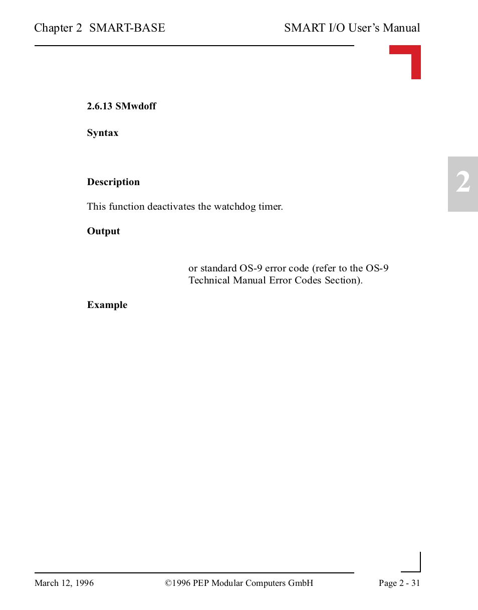 13 smwdoff, 13 smwdoff -31 | Pepper Computer Modular Computers RS485 User Manual | Page 71 / 320