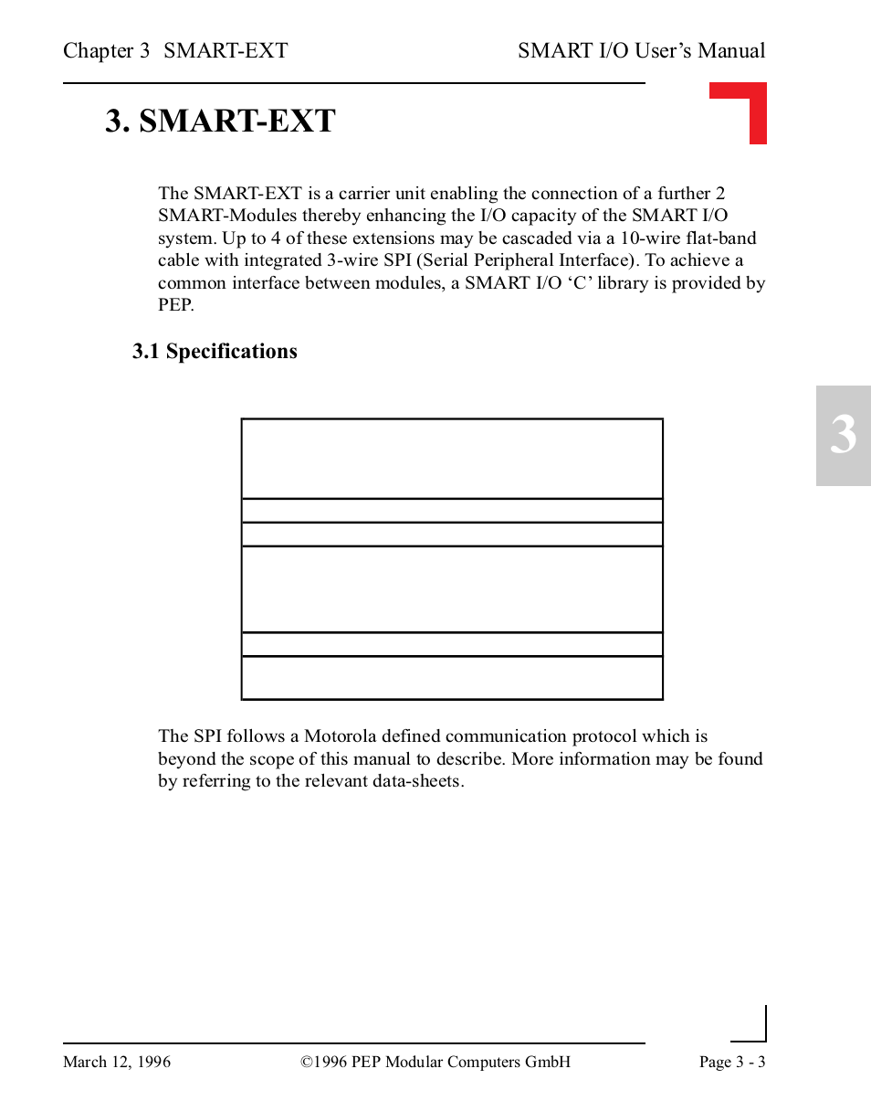 Smart-ext, 1 specifications, Smart-ext -3 | 1 specifications -3 | Pepper Computer Modular Computers RS485 User Manual | Page 81 / 320