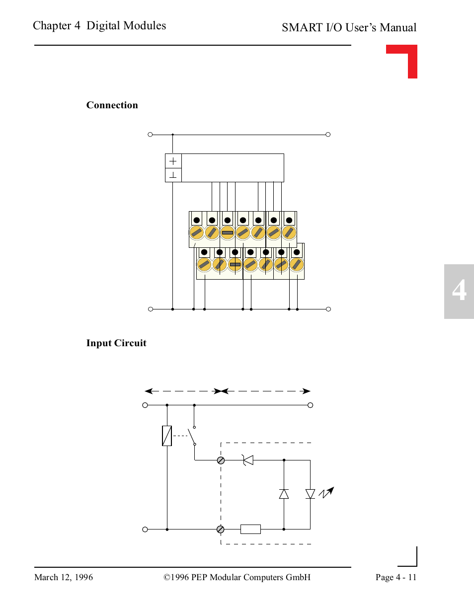 Smart i/o user’s manual, Chapter 4 digital modules, Connection input circuit | Digital sensors, Typ: common gnd | Pepper Computer Modular Computers RS485 User Manual | Page 99 / 320