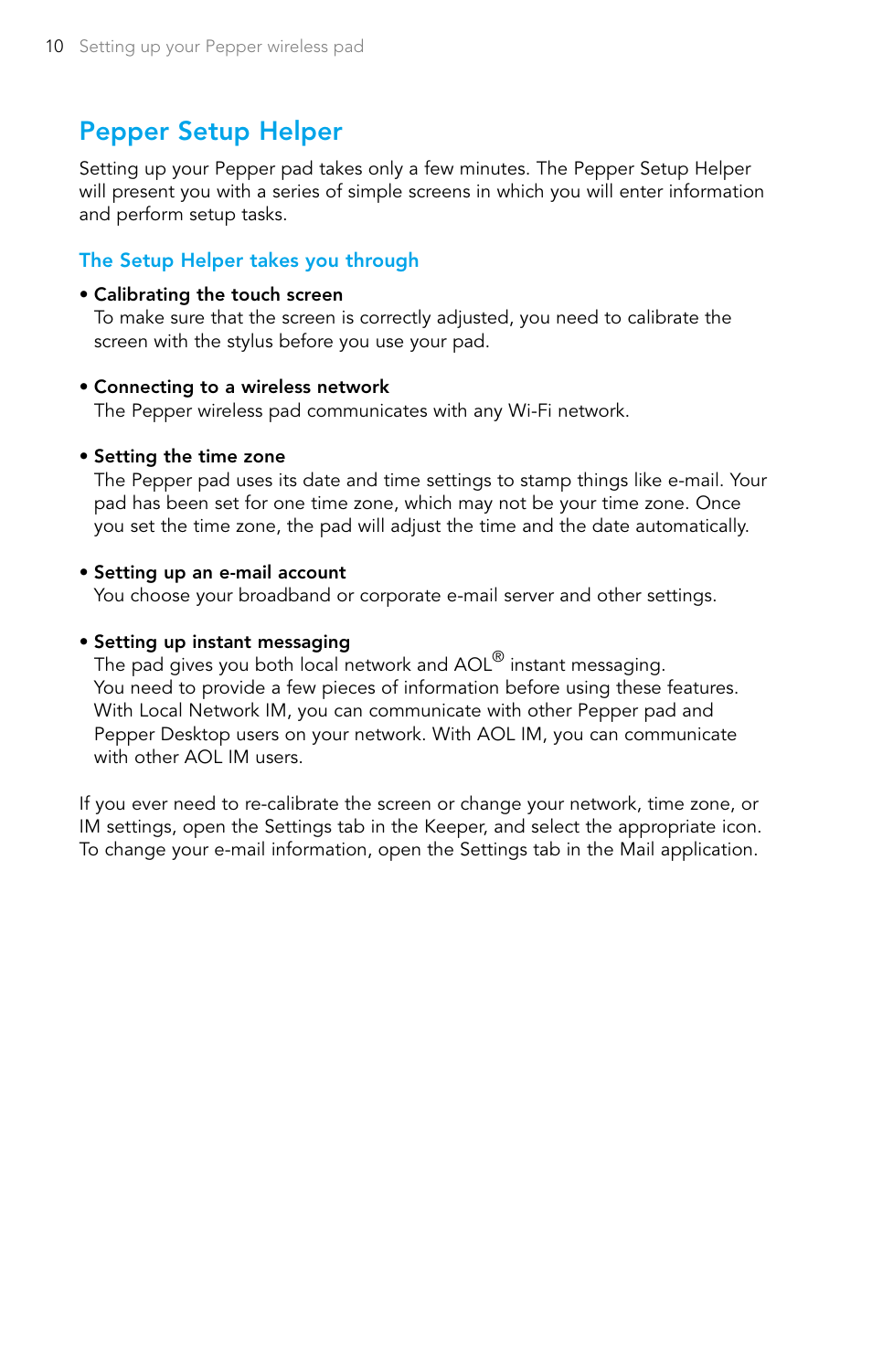Pepper setup helper | Pepper Computer Wireless Pad User Manual | Page 12 / 28