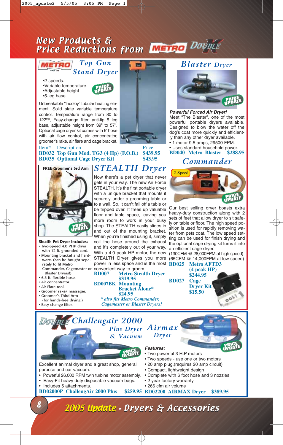 New products & price reductions from, Blaster, Stealth dryer | Airmax, Challengair 2000, Commander, Top gun stand dryer | Petsafe EC245 User Manual | Page 10 / 12