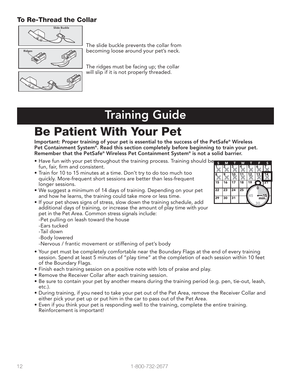 Training guide be patient with your pet | Petsafe Wireless Pet Containment System PIF-300 User Manual | Page 12 / 24