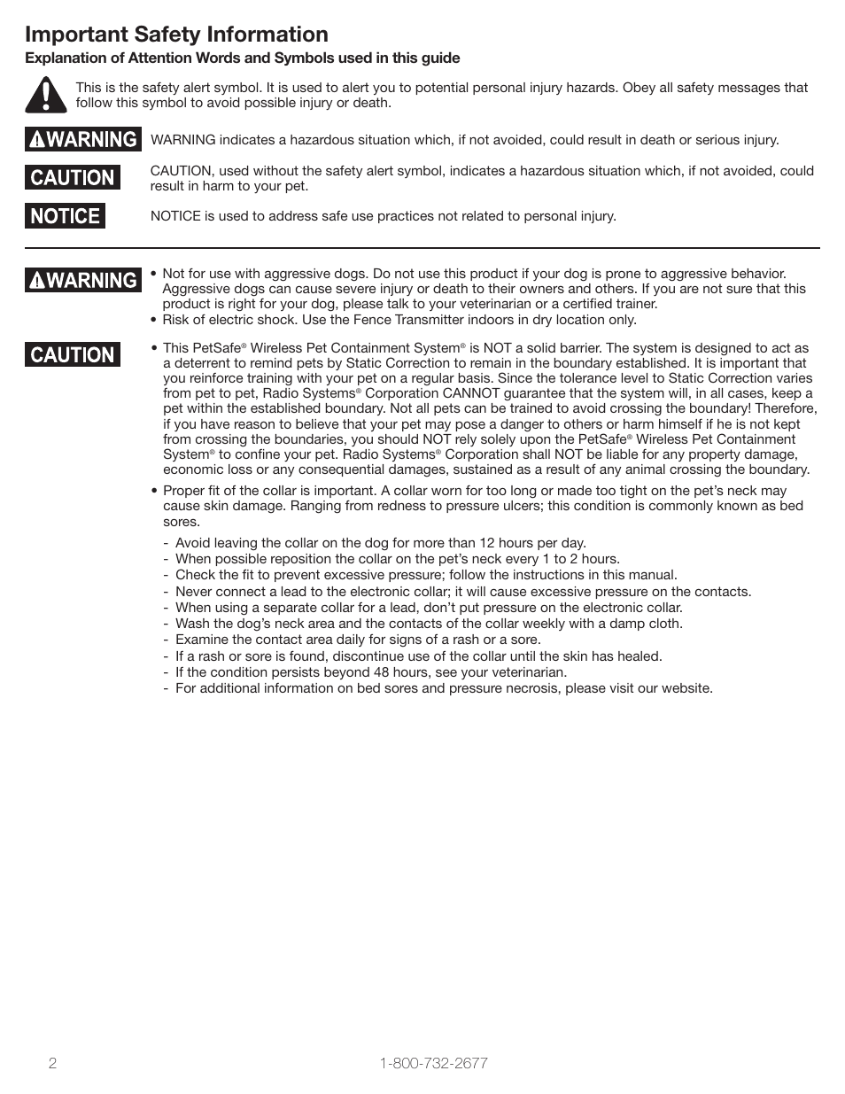 Important safety information | Petsafe Wireless Pet Containment System PIF-300 User Manual | Page 2 / 24