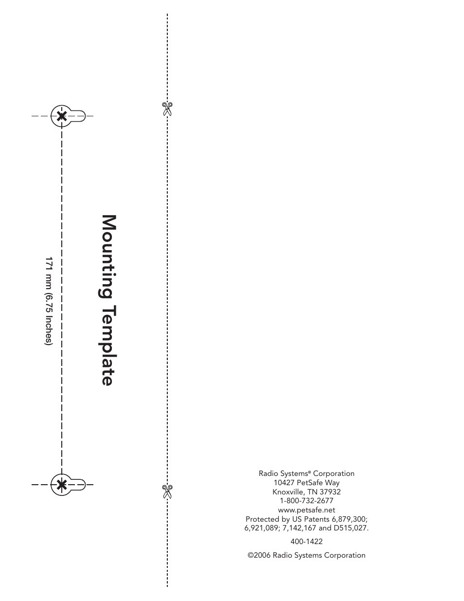 Mounting t emplate | Petsafe Wireless Pet Containment System PIF-300 User Manual | Page 24 / 24