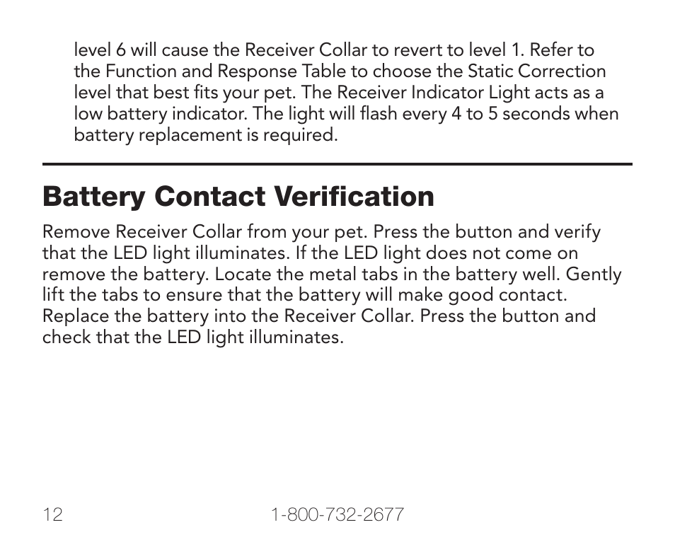 Battery contact verification | Petsafe PIF-275-19 User Manual | Page 12 / 28