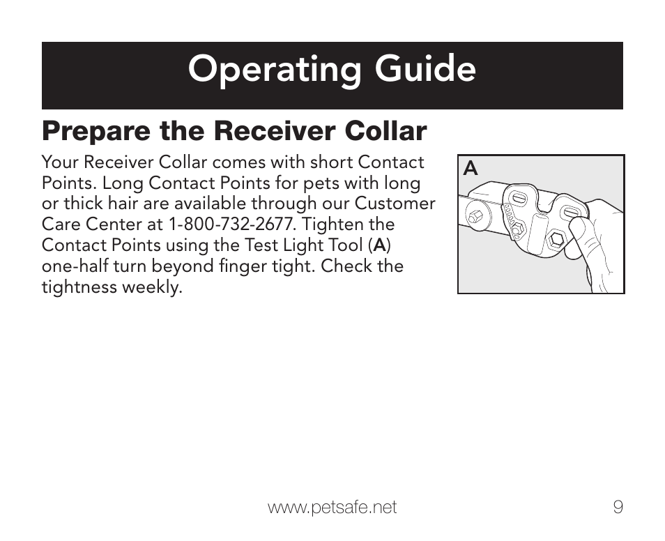 Operating guide, Prepare the receiver collar | Petsafe PIF-275-19 User Manual | Page 9 / 28