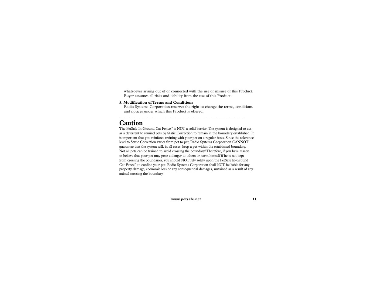 Caution | Petsafe In-Ground Cat Fence Extra Receiver User Manual | Page 11 / 68