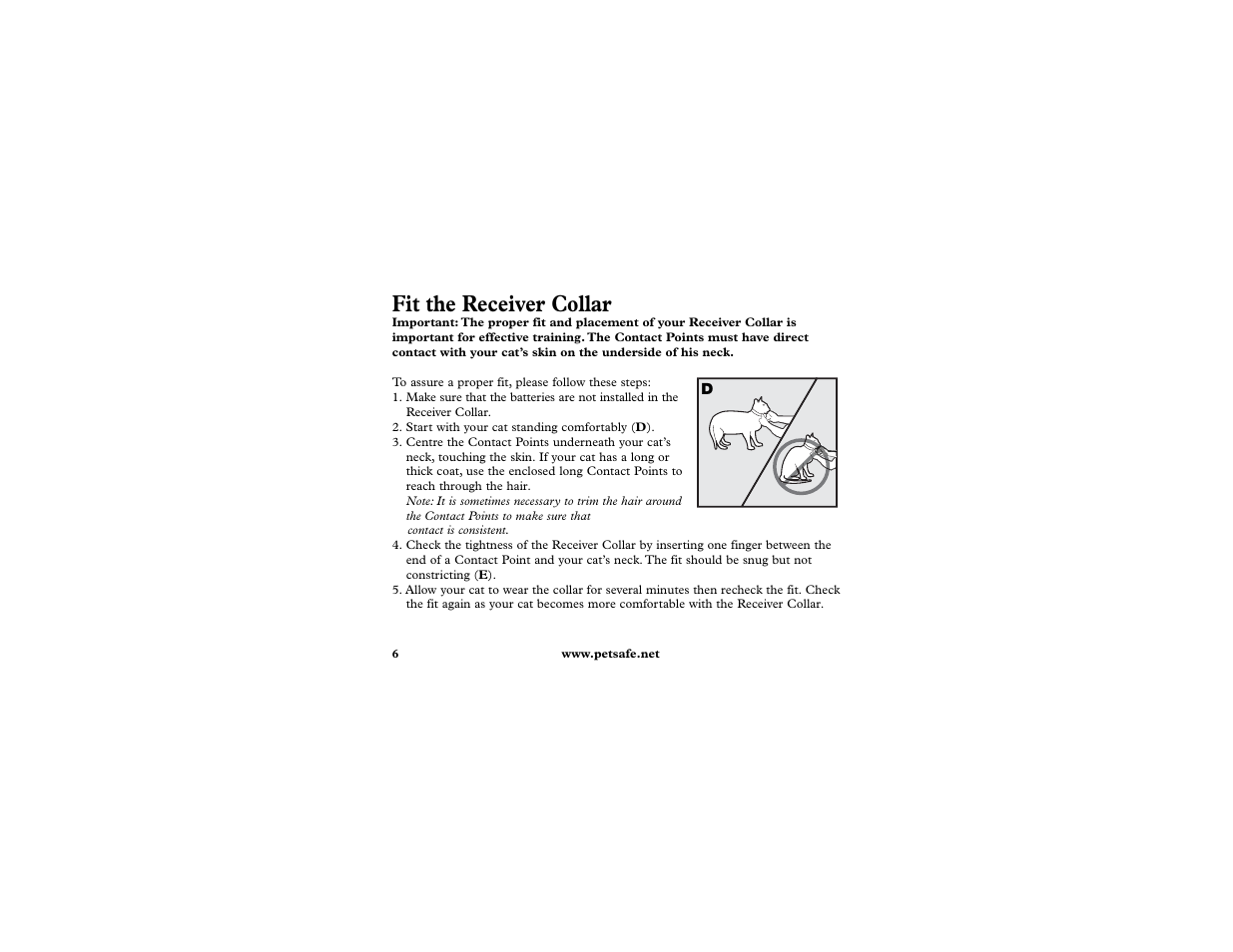 Fit the receiver collar | Petsafe In-Ground Cat Fence Extra Receiver User Manual | Page 6 / 68