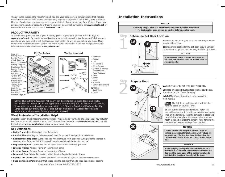 1a 1b, 2a 2b 2c, Step | Petsafe PPA00-10984 User Manual | Page 3 / 7