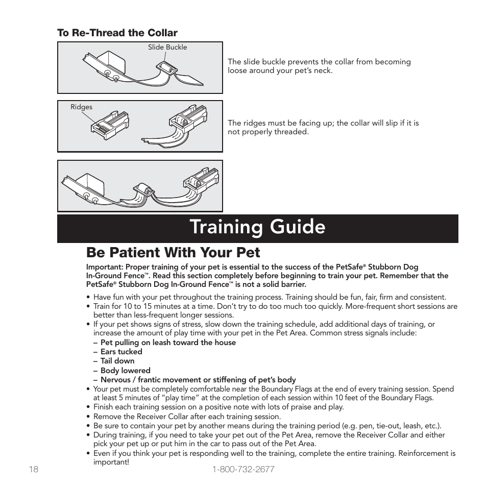 Training guide, Be patient with your pet | Petsafe PIG00-10777 User Manual | Page 18 / 28
