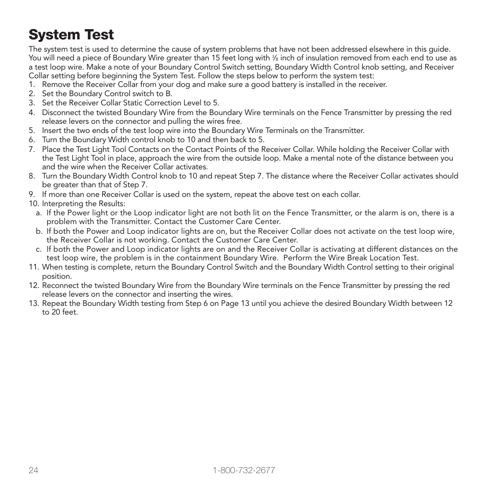 System test | Petsafe PIG00-10777 User Manual | Page 24 / 28