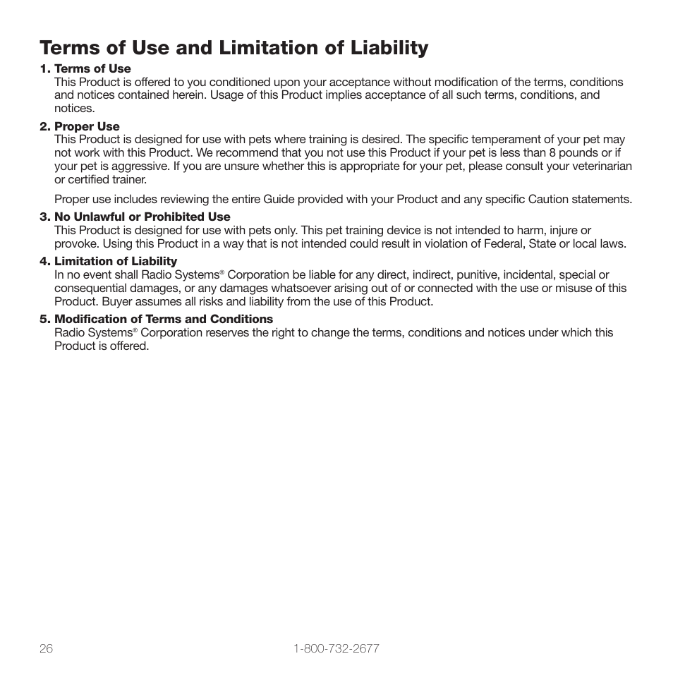 Terms of use and limitation of liability | Petsafe PIG00-10777 User Manual | Page 26 / 28