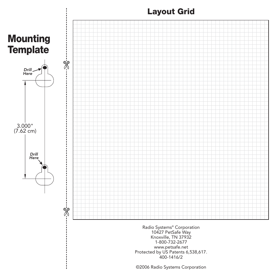 Mounting template, Layout grid | Petsafe PIG00-10777 User Manual | Page 28 / 28