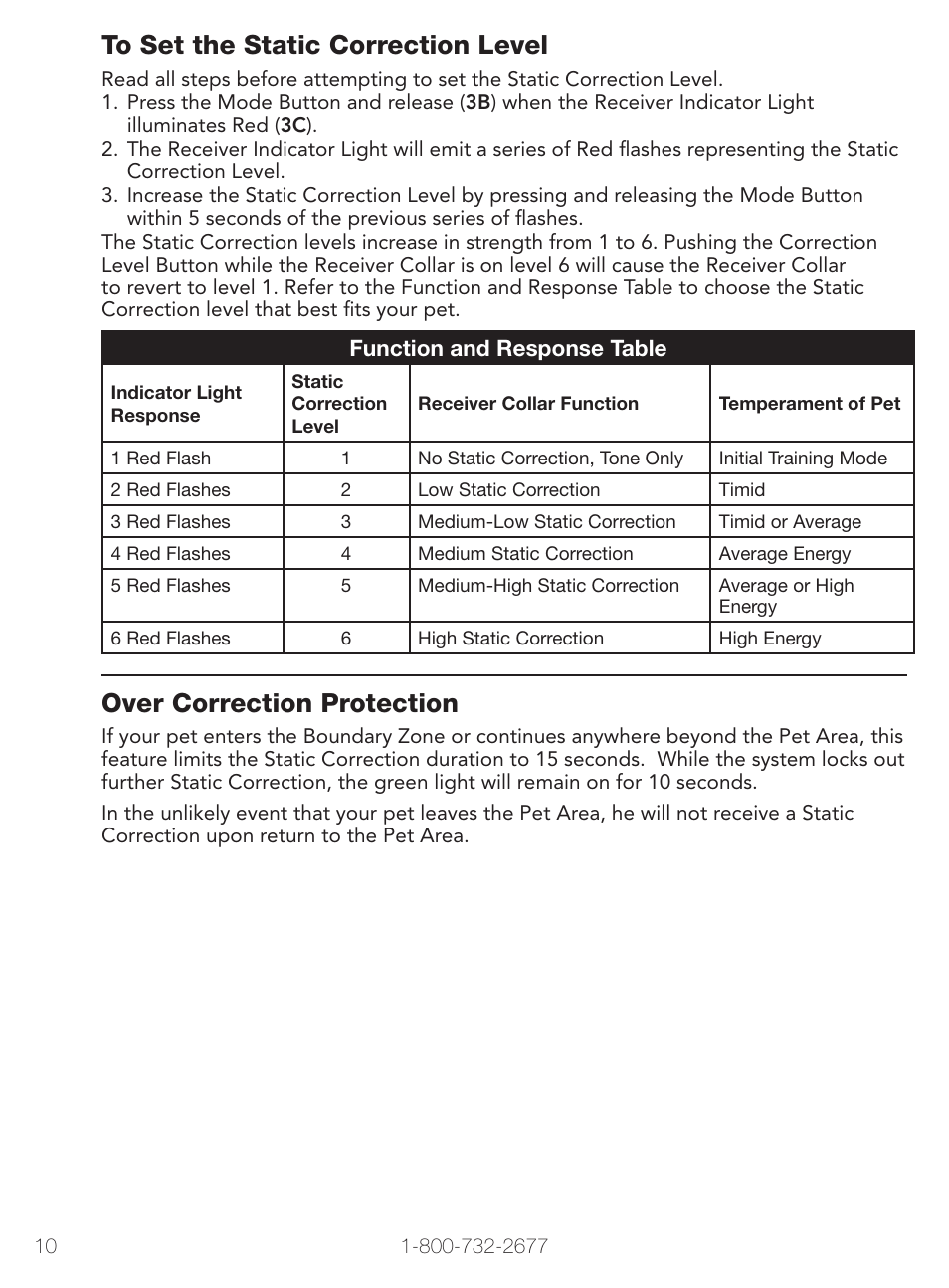 Over correction protection | Petsafe Stay+Play Wireless Fence PIF00-12917 User Manual | Page 10 / 28