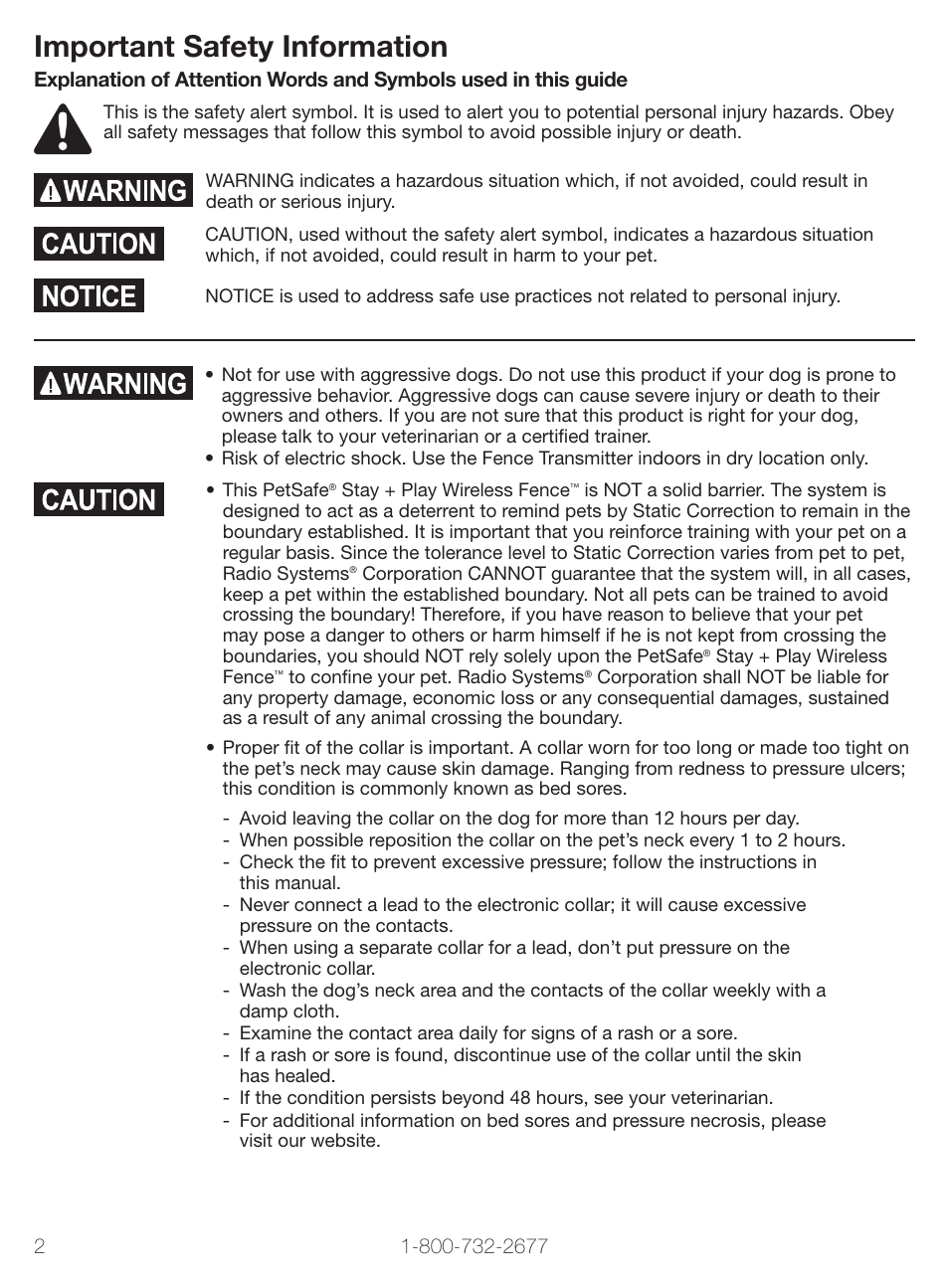 Important safety information | Petsafe Stay+Play Wireless Fence PIF00-12917 User Manual | Page 2 / 28