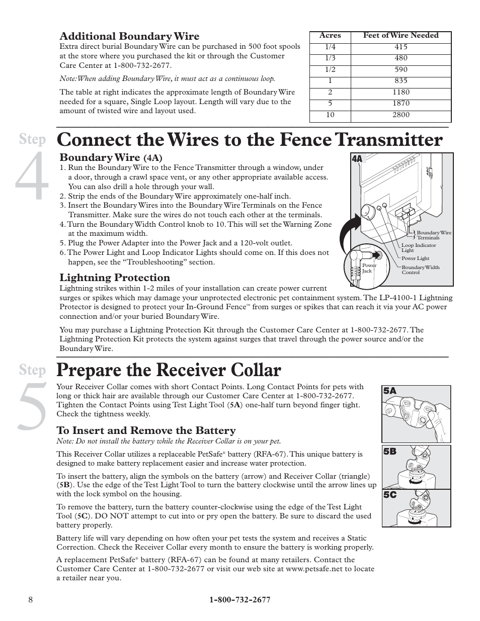 Connect the wires to the fence transmitter, Prepare the receiver collar, Step | Petsafe IN-GROUND FENCE RFA-67 User Manual | Page 8 / 20
