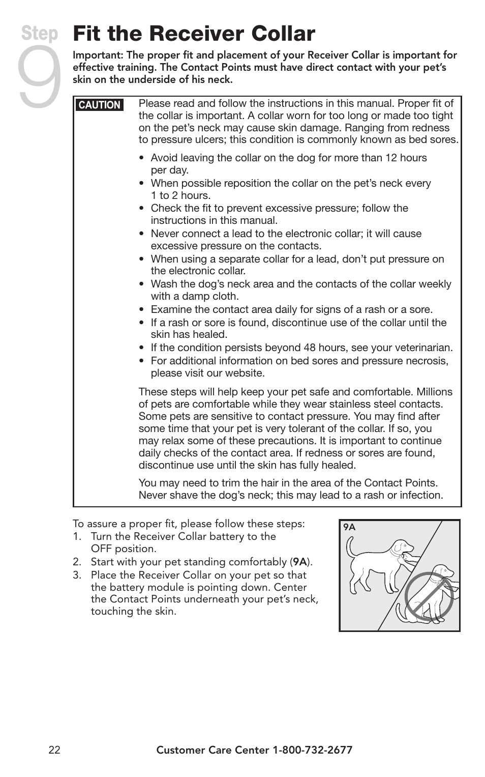 Fit the receiver collar, Step | Petsafe IN-GROUND FENCE PIG00-10773 User Manual | Page 22 / 36