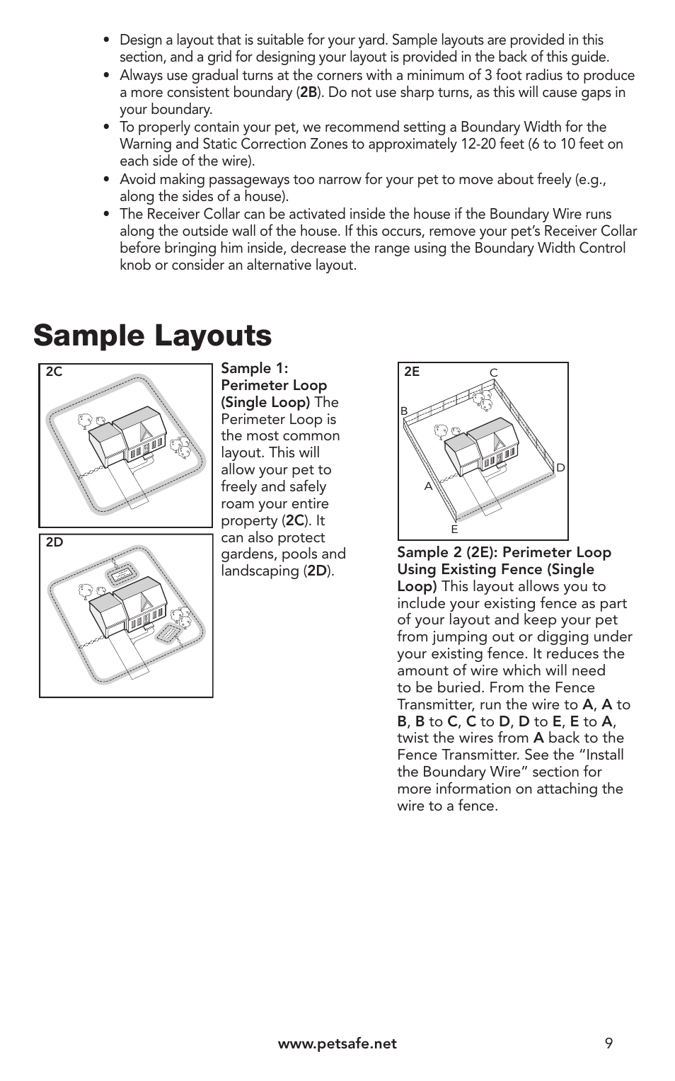 Sample layouts | Petsafe IN-GROUND FENCE PIG00-10773 User Manual | Page 9 / 36