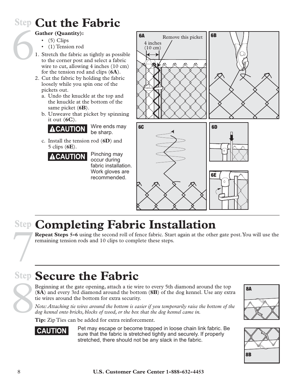 Cut the fabric, Completing fabric installation, Secure the fabric | Step | Petsafe HBK11-11926 User Manual | Page 8 / 28