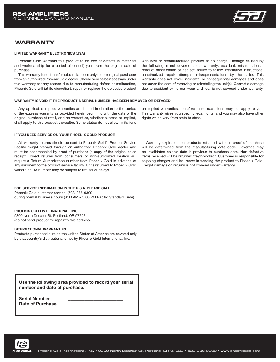Phoenix Gold RSD500.4 User Manual | Page 2 / 8