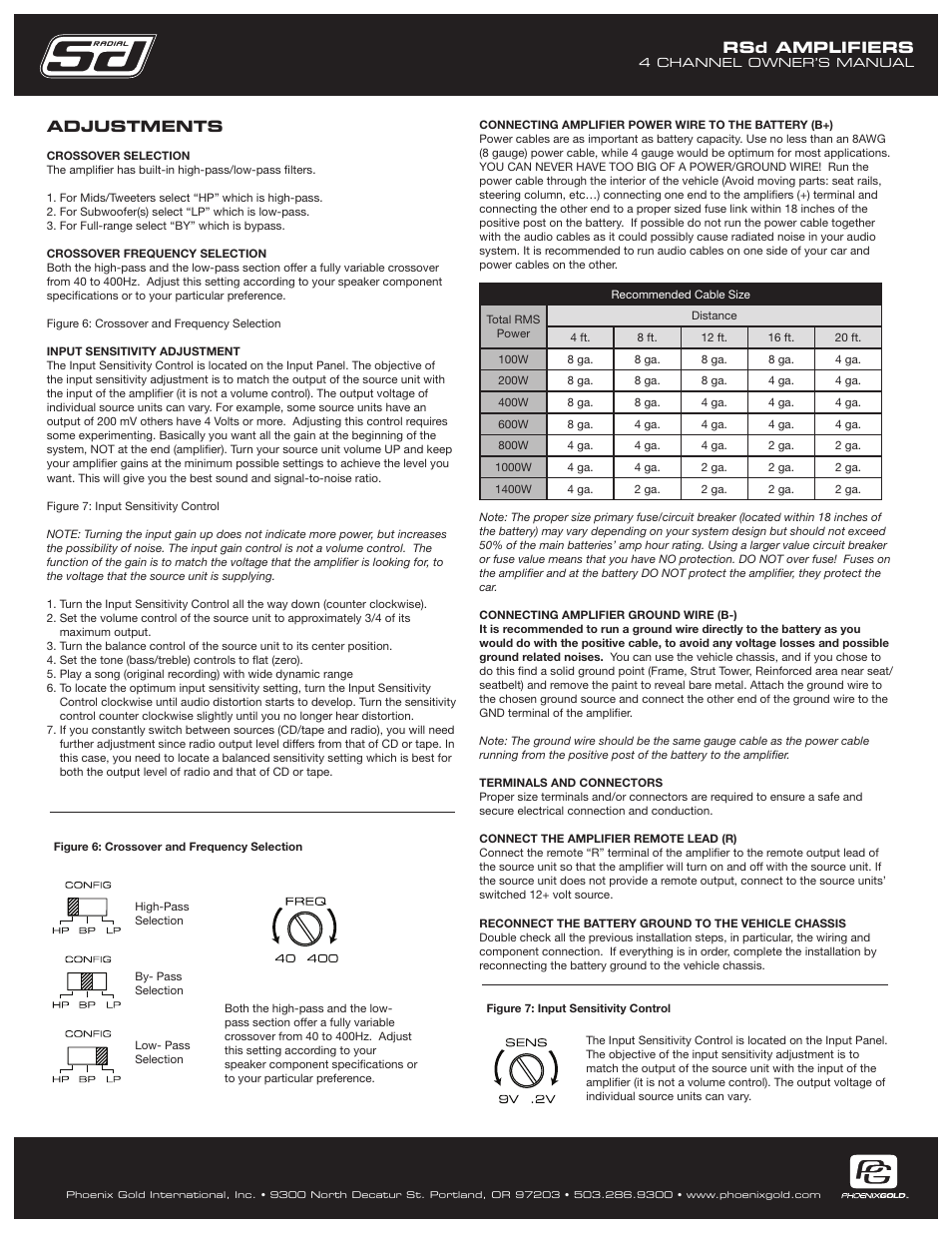 Rsd amplifiers, Adjustments | Phoenix Gold RSD500.4 User Manual | Page 7 / 8