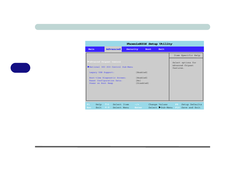 Advanced menu, Advanced chipset control (advanced menu), Bios utilities 5 - 8 advanced menu | Figure 5 - 3 | Phoenix Gold pmn User Manual | Page 100 / 146