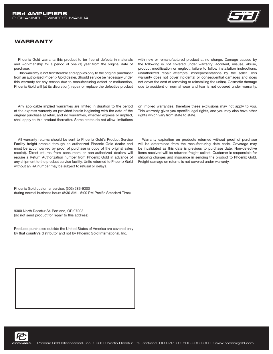 Phoenix Gold RSD250.2 User Manual | Page 2 / 8