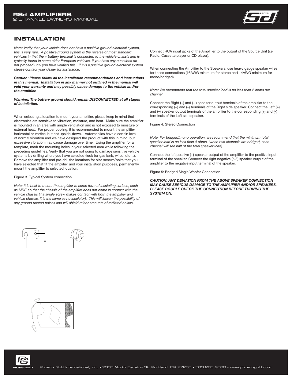 Rsd amplifiers, Installation | Phoenix Gold RSD250.2 User Manual | Page 6 / 8