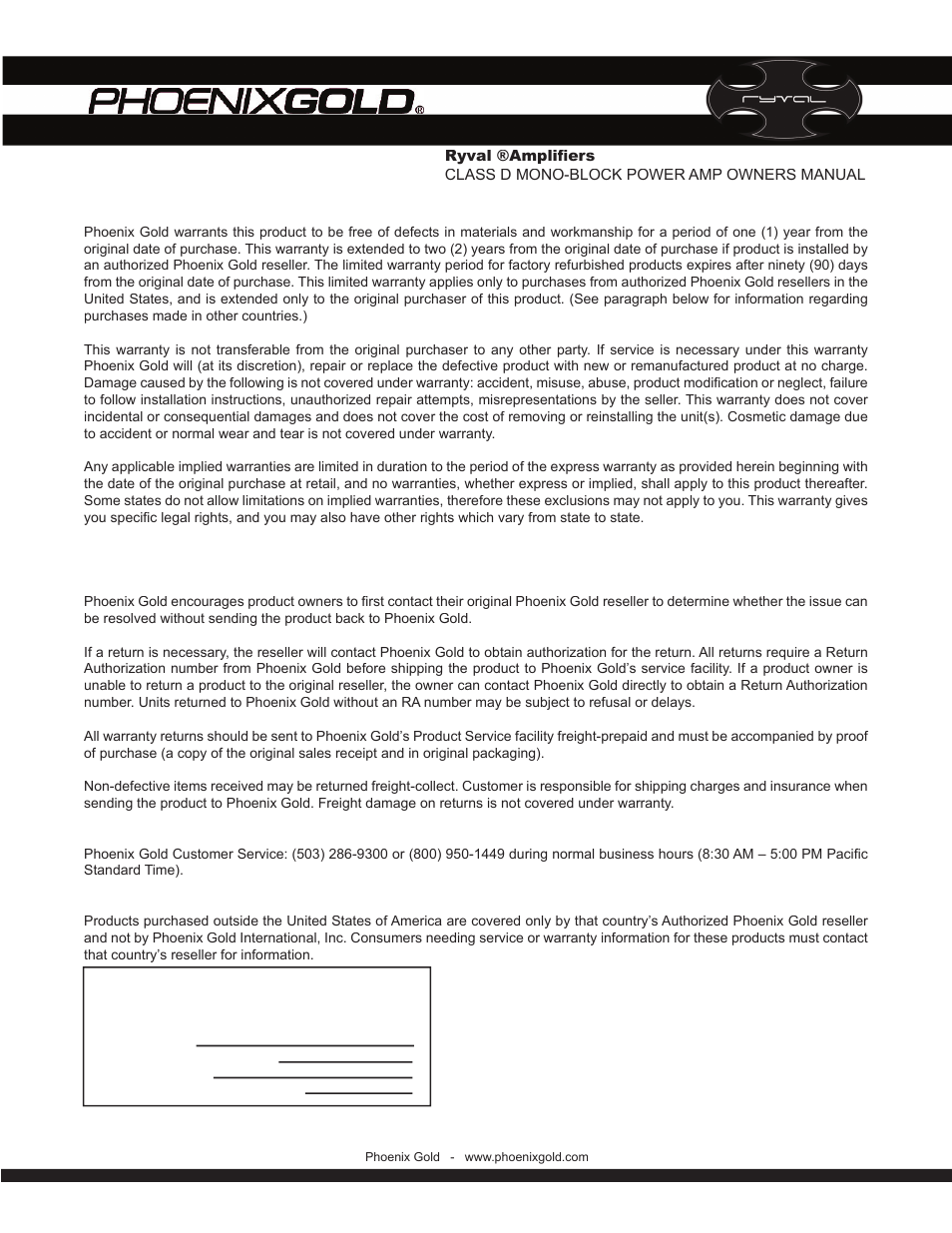 Phoenix Gold V8001 User Manual | Page 7 / 8