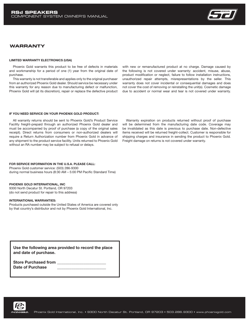 Phoenix Gold RSd5cs User Manual | Page 2 / 8