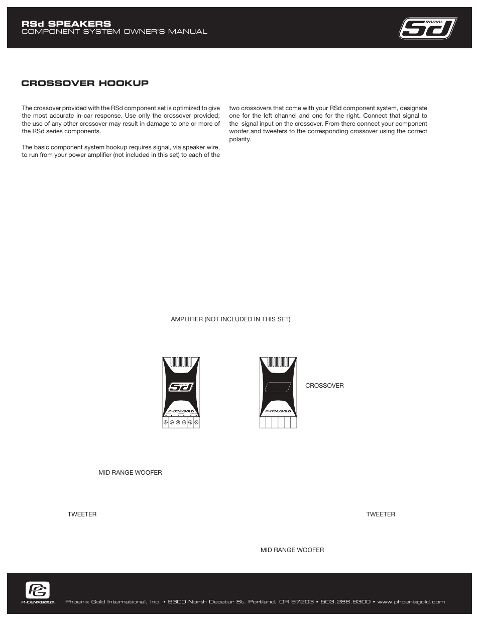 Rsd speakers, Crossover hookup | Phoenix Gold RSd5cs User Manual | Page 4 / 8