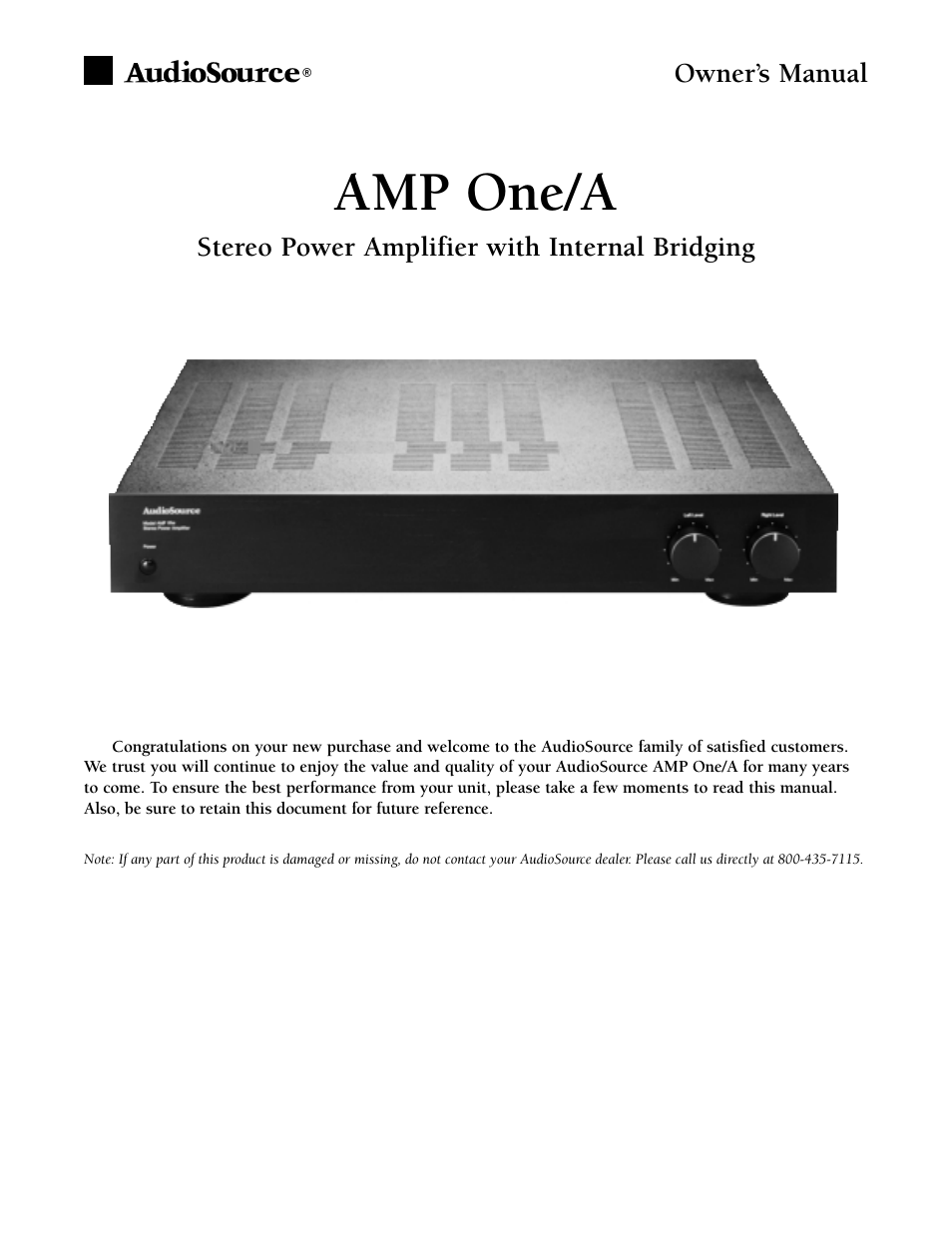 Phoenix Gold AMP One/A User Manual | 4 pages