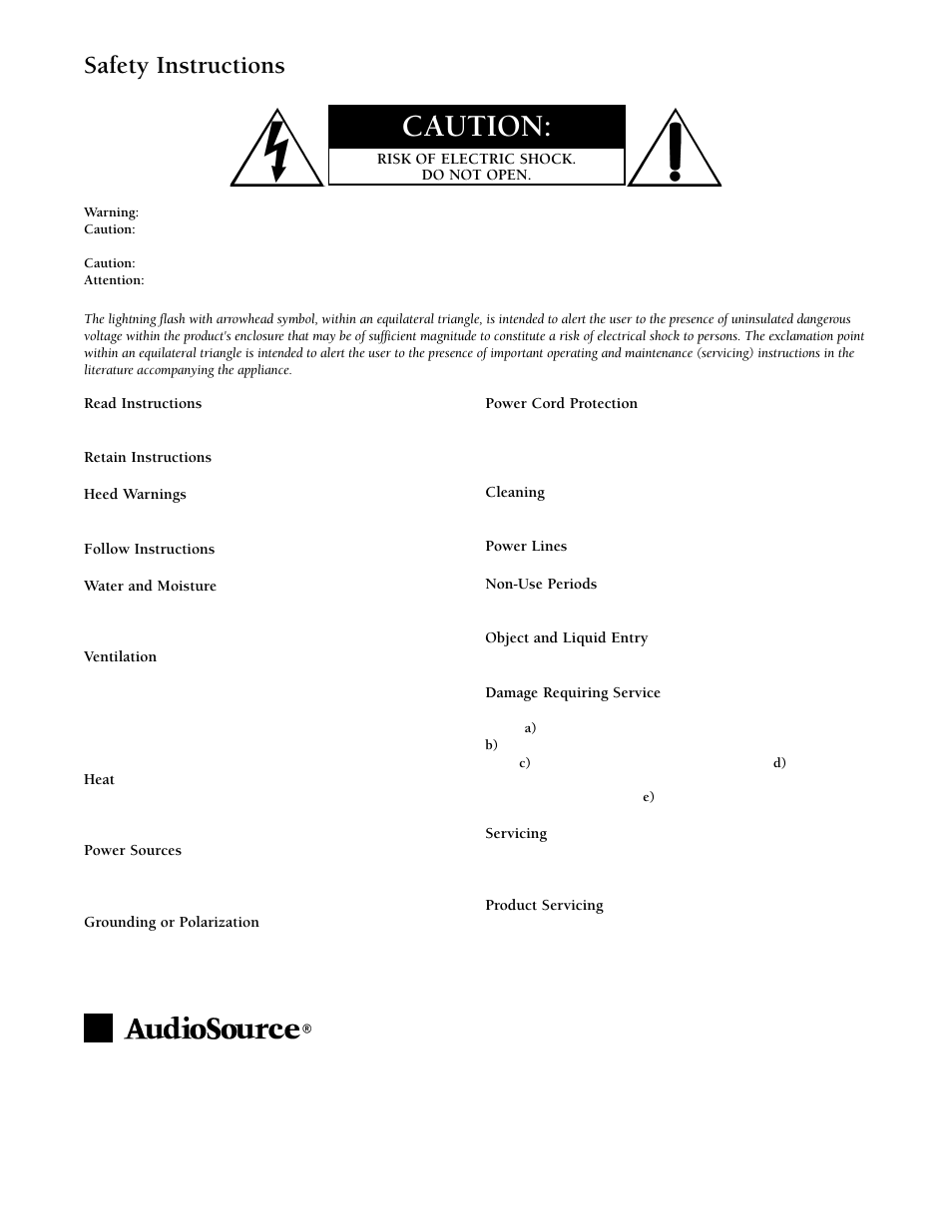 Caution, Safety instructions | Phoenix Gold AMP One/A User Manual | Page 4 / 4