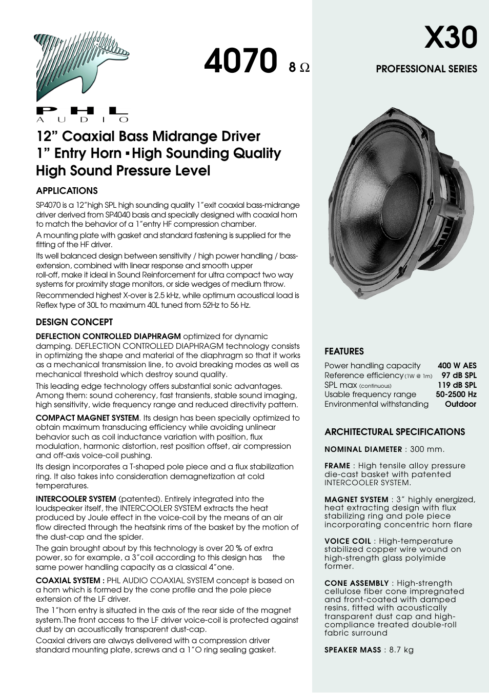 PHL Audio X30 User Manual | 2 pages