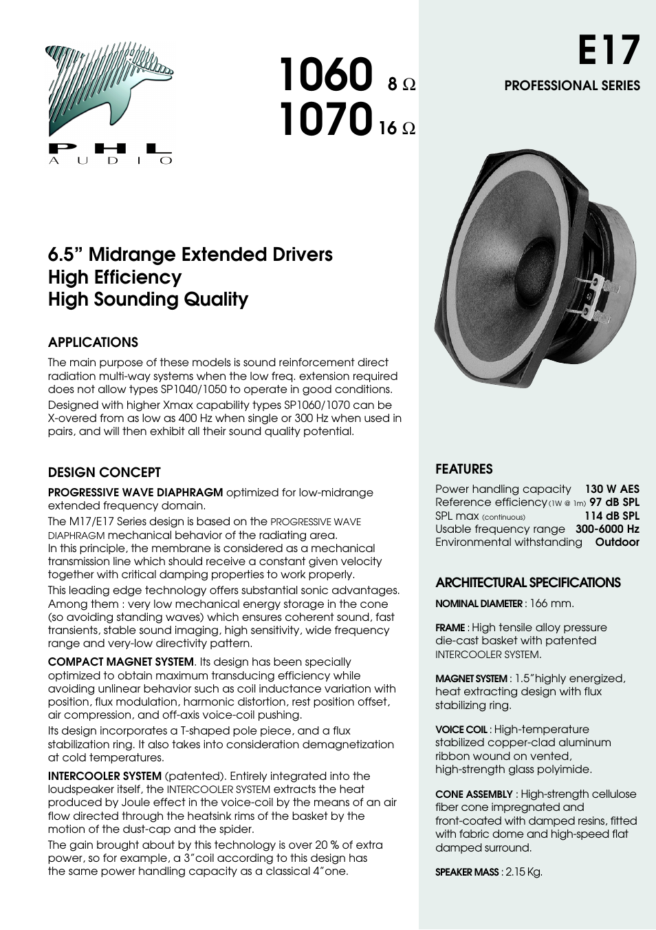 PHL Audio E17 User Manual | 2 pages