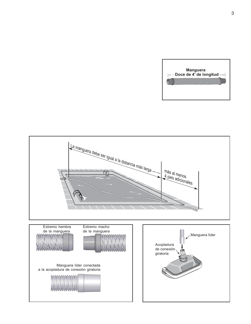 Ensamblaje de la manguera | Pentair GreatWhite Automatic Pool Cleaner User Manual | Page 61 / 80