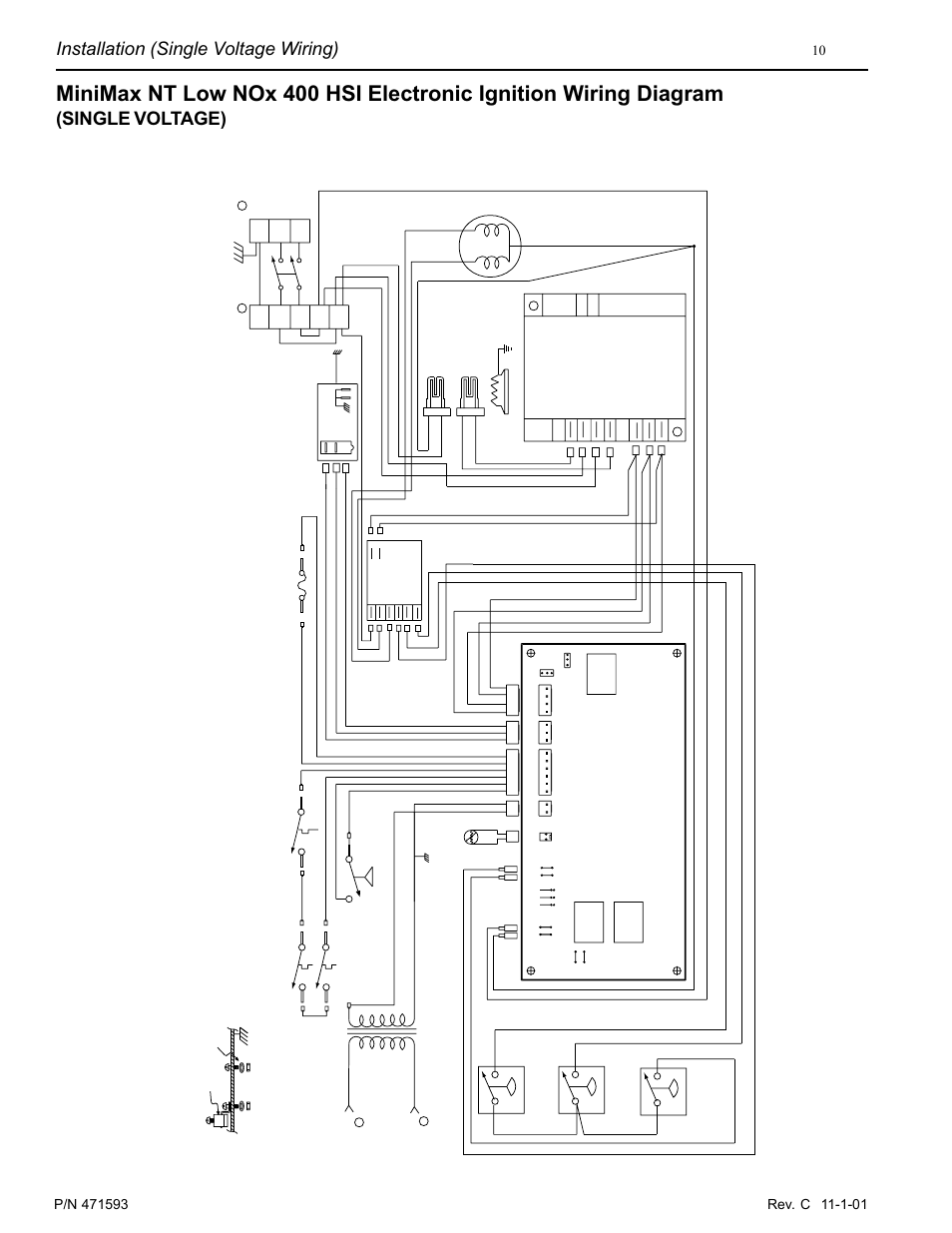 Installation (single voltage wiring), Single voltage), Minimax nt 400 low nox wiring diagram | Pentair MiniMax 250 User Manual | Page 10 / 40