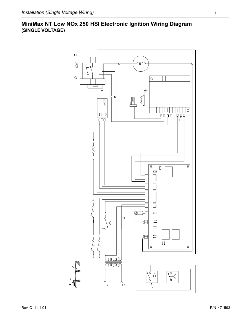 Installation (single voltage wiring), Single voltage), Minimax nt 250 low nox wiring diagram | Pentair MiniMax 250 User Manual | Page 11 / 40