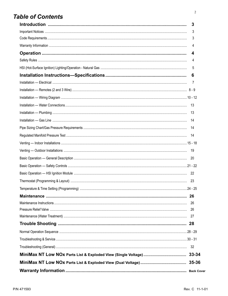 Pentair MiniMax 250 User Manual | Page 2 / 40