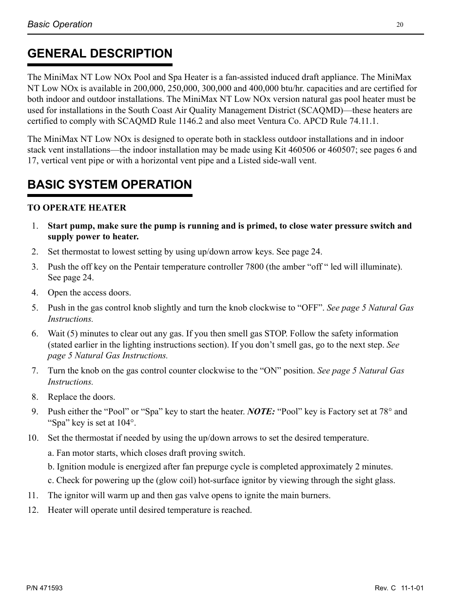 General description, Basic system operation | Pentair MiniMax 250 User Manual | Page 20 / 40