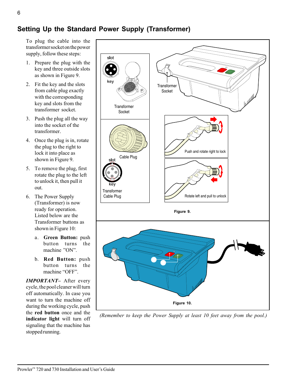 Setting up the standard power supply (transformer) | Pentair 720 User Manual | Page 10 / 24