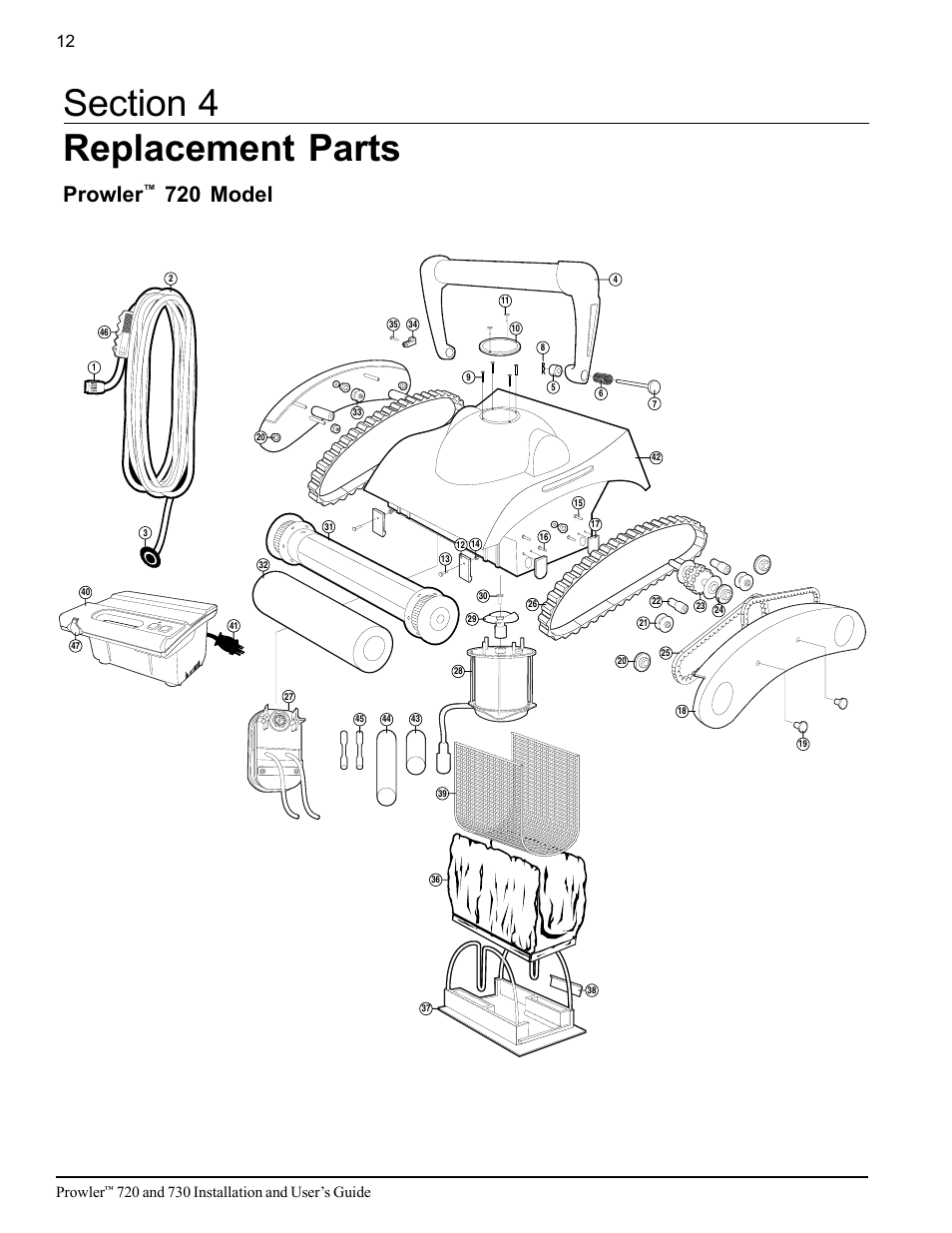 720 model, Prowler | Pentair 720 User Manual | Page 16 / 24