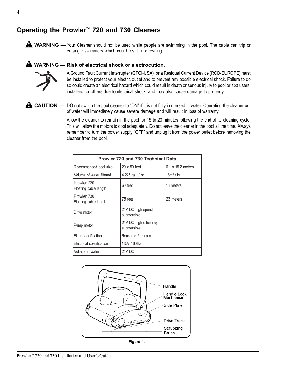 Operating the prowler | Pentair 720 User Manual | Page 8 / 24